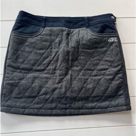 Louis Castel quilted gray wool blend mini golf skirt with built in shorts 6 - Picture 1 of 9
